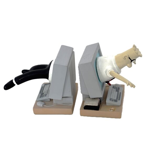 Rare Dilbert Computer Bookends 1990's FIGI Comic/Cartoon Spinning - Picture 4 of 15